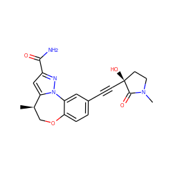 C[C@@H]1COc2ccc(C#C[C@]3(O)CCN(C)C3=O)cc2-n2nc(C(N)=O)cc21 ZINC000219509193