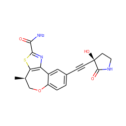 C[C@@H]1COc2ccc(C#C[C@]3(O)CCNC3=O)cc2-c2nc(C(N)=O)sc21 ZINC000219470689