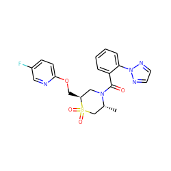 C[C@@H]1CS(=O)(=O)[C@@H](COc2ccc(F)cn2)CN1C(=O)c1ccccc1-n1nccn1 ZINC000207400416