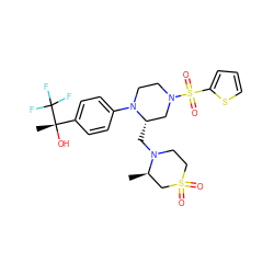 C[C@@H]1CS(=O)(=O)CCN1C[C@H]1CN(S(=O)(=O)c2cccs2)CCN1c1ccc([C@](C)(O)C(F)(F)F)cc1 ZINC000103261602