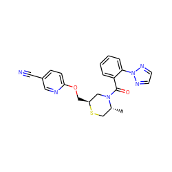 C[C@@H]1CS[C@@H](COc2ccc(C#N)cn2)CN1C(=O)c1ccccc1-n1nccn1 ZINC000207387363