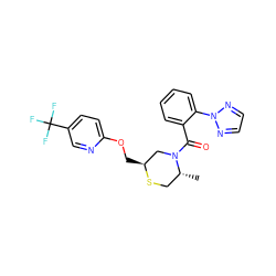 C[C@@H]1CS[C@@H](COc2ccc(C(F)(F)F)cn2)CN1C(=O)c1ccccc1-n1nccn1 ZINC000149937230