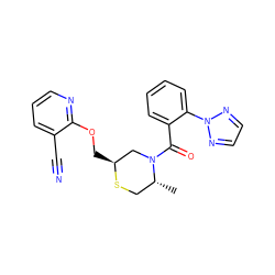 C[C@@H]1CS[C@@H](COc2ncccc2C#N)CN1C(=O)c1ccccc1-n1nccn1 ZINC000150140633