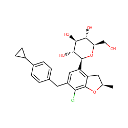 C[C@@H]1Cc2c([C@@H]3O[C@H](CO)[C@@H](O)[C@H](O)[C@H]3O)cc(Cc3ccc(C4CC4)cc3)c(Cl)c2O1 ZINC000206068773