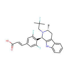 C[C@@H]1Cc2c([nH]c3ccccc23)[C@@H](c2c(F)cc(/C=C/C(=O)O)cc2F)N1CC(C)(C)F ZINC000219669733