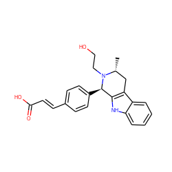 C[C@@H]1Cc2c([nH]c3ccccc23)[C@@H](c2ccc(/C=C/C(=O)O)cc2)N1CCO ZINC000473135208