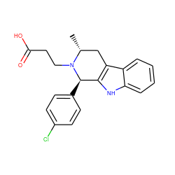 C[C@@H]1Cc2c([nH]c3ccccc23)[C@@H](c2ccc(Cl)cc2)N1CCC(=O)O ZINC000473111823