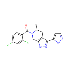 C[C@@H]1Cc2c(-c3ccn[nH]3)n[nH]c2CN1C(=O)c1ccc(Cl)cc1Cl ZINC000225976285