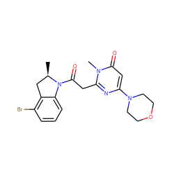 C[C@@H]1Cc2c(Br)cccc2N1C(=O)Cc1nc(N2CCOCC2)cc(=O)n1C ZINC000147100094