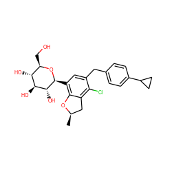 C[C@@H]1Cc2c(Cl)c(Cc3ccc(C4CC4)cc3)cc([C@@H]3O[C@H](CO)[C@@H](O)[C@H](O)[C@H]3O)c2O1 ZINC000206065324