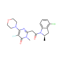 C[C@@H]1Cc2c(Cl)cccc2N1C(=O)Cc1nc(N2CCOCC2)c(F)c(=O)n1C ZINC000147000929