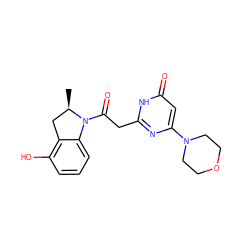 C[C@@H]1Cc2c(O)cccc2N1C(=O)Cc1nc(N2CCOCC2)cc(=O)[nH]1 ZINC000147004152