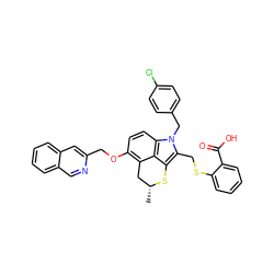 C[C@@H]1Cc2c(OCc3cc4ccccc4cn3)ccc3c2c(c(CSc2ccccc2C(=O)O)n3Cc2ccc(Cl)cc2)S1 ZINC000027521202