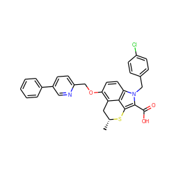 C[C@@H]1Cc2c(OCc3ccc(-c4ccccc4)cn3)ccc3c2c(c(C(=O)O)n3Cc2ccc(Cl)cc2)S1 ZINC000026668013