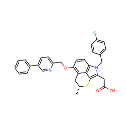 C[C@@H]1Cc2c(OCc3ccc(-c4ccccc4)cn3)ccc3c2c(c(CC(=O)O)n3Cc2ccc(Cl)cc2)S1 ZINC000026668001