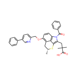 C[C@@H]1Cc2c(OCc3ccc(-c4ccccc4)cn3)ccc3c2c(c(CC(C)(C)C(=O)O)n3C(=O)c2ccccc2)S1 ZINC000026669777