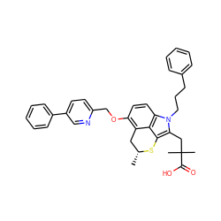 C[C@@H]1Cc2c(OCc3ccc(-c4ccccc4)cn3)ccc3c2c(c(CC(C)(C)C(=O)O)n3CCCc2ccccc2)S1 ZINC000026667924