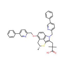 C[C@@H]1Cc2c(OCc3ccc(-c4ccccc4)cn3)ccc3c2c(c(CC(C)(C)C(=O)O)n3Cc2ccc(-c3ccccc3)cn2)S1 ZINC000026665889