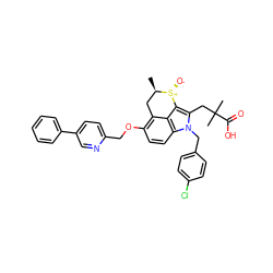 C[C@@H]1Cc2c(OCc3ccc(-c4ccccc4)cn3)ccc3c2c(c(CC(C)(C)C(=O)O)n3Cc2ccc(Cl)cc2)[S@@+]1[O-] ZINC000026667544