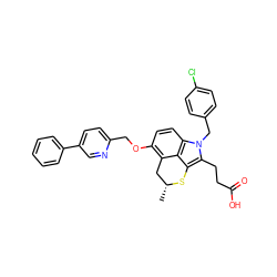 C[C@@H]1Cc2c(OCc3ccc(-c4ccccc4)cn3)ccc3c2c(c(CCC(=O)O)n3Cc2ccc(Cl)cc2)S1 ZINC000026674713