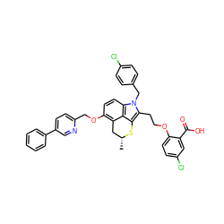 C[C@@H]1Cc2c(OCc3ccc(-c4ccccc4)cn3)ccc3c2c(c(CCOc2ccc(Cl)cc2C(=O)O)n3Cc2ccc(Cl)cc2)S1 ZINC000027519943