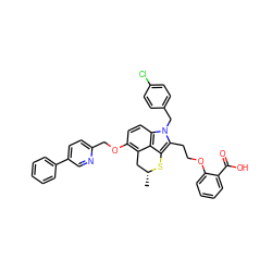 C[C@@H]1Cc2c(OCc3ccc(-c4ccccc4)cn3)ccc3c2c(c(CCOc2ccccc2C(=O)O)n3Cc2ccc(Cl)cc2)S1 ZINC000003945594