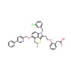 C[C@@H]1Cc2c(OCc3ccc(-c4ccccc4)cn3)ccc3c2c(c(CCOc2ccccc2CC(=O)O)n3Cc2cccc(Cl)c2)S1 ZINC000027522780