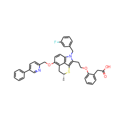 C[C@@H]1Cc2c(OCc3ccc(-c4ccccc4)cn3)ccc3c2c(c(CCOc2ccccc2CC(=O)O)n3Cc2cccc(F)c2)S1 ZINC000027521372