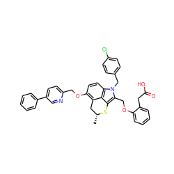 C[C@@H]1Cc2c(OCc3ccc(-c4ccccc4)cn3)ccc3c2c(c(COc2ccccc2CC(=O)O)n3Cc2ccc(Cl)cc2)S1 ZINC000003945593