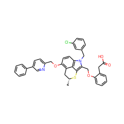 C[C@@H]1Cc2c(OCc3ccc(-c4ccccc4)cn3)ccc3c2c(c(COc2ccccc2CC(=O)O)n3Cc2cccc(Cl)c2)S1 ZINC000003946501