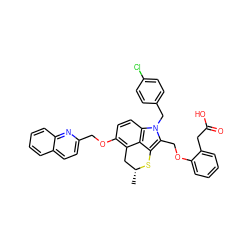 C[C@@H]1Cc2c(OCc3ccc4ccccc4n3)ccc3c2c(c(COc2ccccc2CC(=O)O)n3Cc2ccc(Cl)cc2)S1 ZINC000027523087