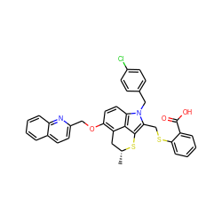 C[C@@H]1Cc2c(OCc3ccc4ccccc4n3)ccc3c2c(c(CSc2ccccc2C(=O)O)n3Cc2ccc(Cl)cc2)S1 ZINC000027523085