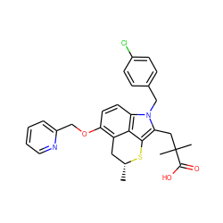 C[C@@H]1Cc2c(OCc3ccccn3)ccc3c2c(c(CC(C)(C)C(=O)O)n3Cc2ccc(Cl)cc2)S1 ZINC000013832960