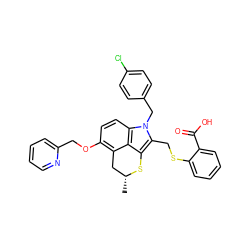 C[C@@H]1Cc2c(OCc3ccccn3)ccc3c2c(c(CSc2ccccc2C(=O)O)n3Cc2ccc(Cl)cc2)S1 ZINC000027518900