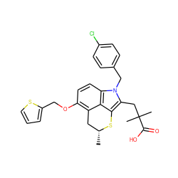 C[C@@H]1Cc2c(OCc3cccs3)ccc3c2c(c(CC(C)(C)C(=O)O)n3Cc2ccc(Cl)cc2)S1 ZINC000013832962