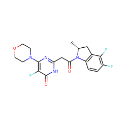 C[C@@H]1Cc2c(ccc(F)c2F)N1C(=O)Cc1nc(N2CCOCC2)c(F)c(=O)[nH]1 ZINC000147087196