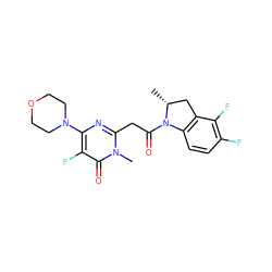 C[C@@H]1Cc2c(ccc(F)c2F)N1C(=O)Cc1nc(N2CCOCC2)c(F)c(=O)n1C ZINC000147113117
