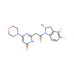C[C@@H]1Cc2c(ccc(F)c2F)N1C(=O)Cc1nc(N2CCOCC2)cc(=O)[nH]1 ZINC000147036020