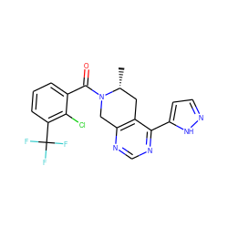 C[C@@H]1Cc2c(ncnc2-c2ccn[nH]2)CN1C(=O)c1cccc(C(F)(F)F)c1Cl ZINC000219510546