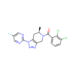 C[C@@H]1Cc2c(nnn2-c2ncc(F)cn2)CN1C(=O)c1cccc(Cl)c1Cl ZINC000225980458