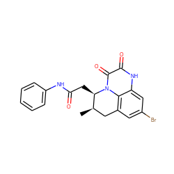 C[C@@H]1Cc2cc(Br)cc3[nH]c(=O)c(=O)n(c23)[C@@H]1CC(=O)Nc1ccccc1 ZINC000029322324