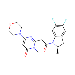 C[C@@H]1Cc2cc(F)c(F)cc2N1C(=O)Cc1nc(N2CCOCC2)cc(=O)n1C ZINC000147034787