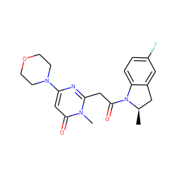 C[C@@H]1Cc2cc(F)ccc2N1C(=O)Cc1nc(N2CCOCC2)cc(=O)n1C ZINC000147116430