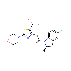 C[C@@H]1Cc2cc(F)ccc2N1C(=O)Cc1nc(N2CCOCC2)sc1C(=O)O ZINC000103240863