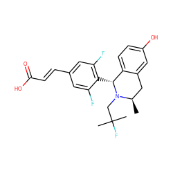 C[C@@H]1Cc2cc(O)ccc2[C@@H](c2c(F)cc(/C=C/C(=O)O)cc2F)N1CC(C)(C)F ZINC000653739103