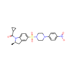 C[C@@H]1Cc2cc(S(=O)(=O)N3CCN(c4ccc([N+](=O)[O-])cc4)CC3)ccc2N1C(=O)C1CC1 ZINC000066167315