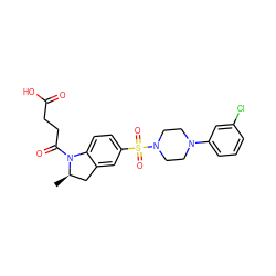 C[C@@H]1Cc2cc(S(=O)(=O)N3CCN(c4cccc(Cl)c4)CC3)ccc2N1C(=O)CCC(=O)O ZINC000118518707