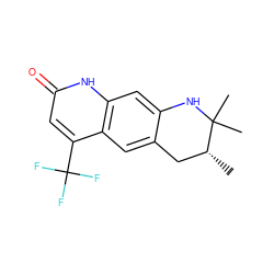 C[C@@H]1Cc2cc3c(C(F)(F)F)cc(=O)[nH]c3cc2NC1(C)C ZINC000013778376