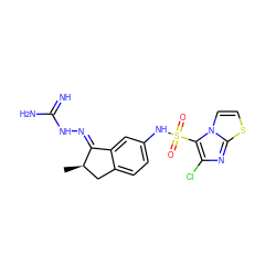 C[C@@H]1Cc2ccc(NS(=O)(=O)c3c(Cl)nc4sccn34)cc2/C1=N/NC(=N)N ZINC000101288777