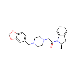 C[C@@H]1Cc2ccccc2N1C(=O)CN1CCN(Cc2ccc3c(c2)OCO3)CC1 ZINC000019899639